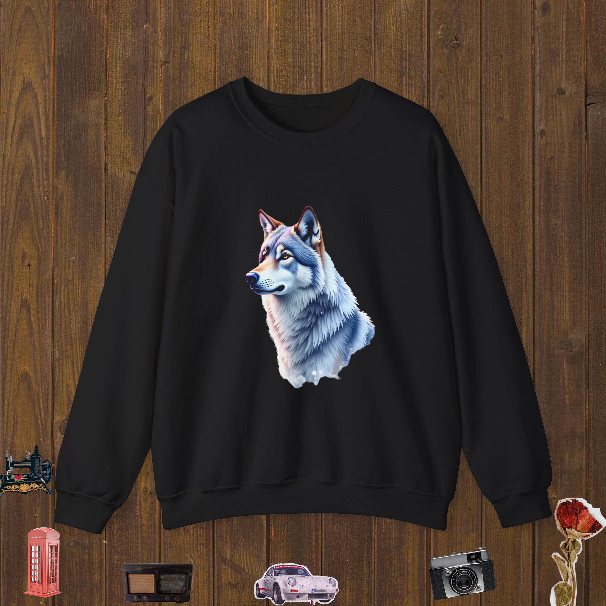 Watercolor Winter Wolf Unisex Crewneck Sweatshirt