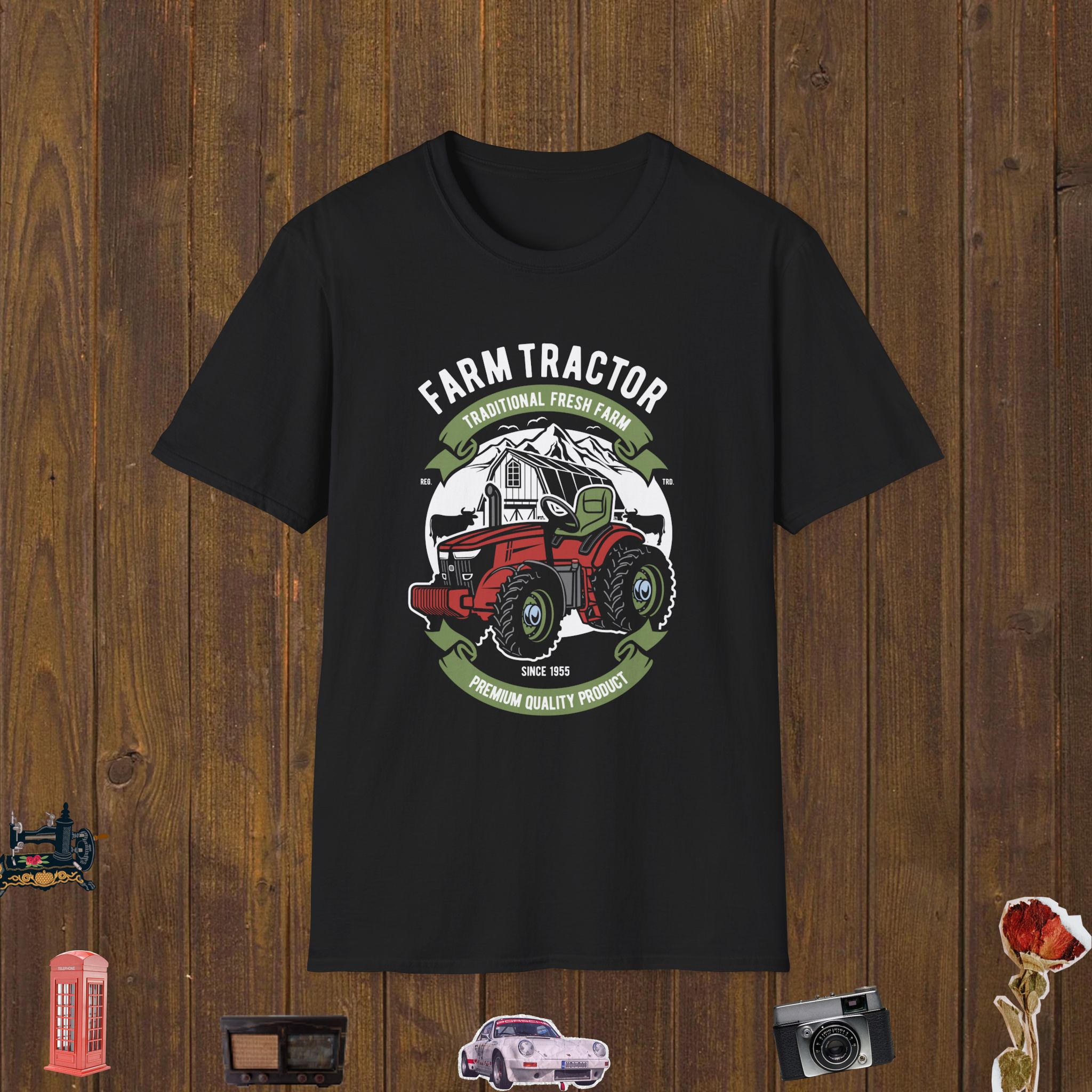 Farm Tractor Vintage Unisex Softstyle T-Shirt