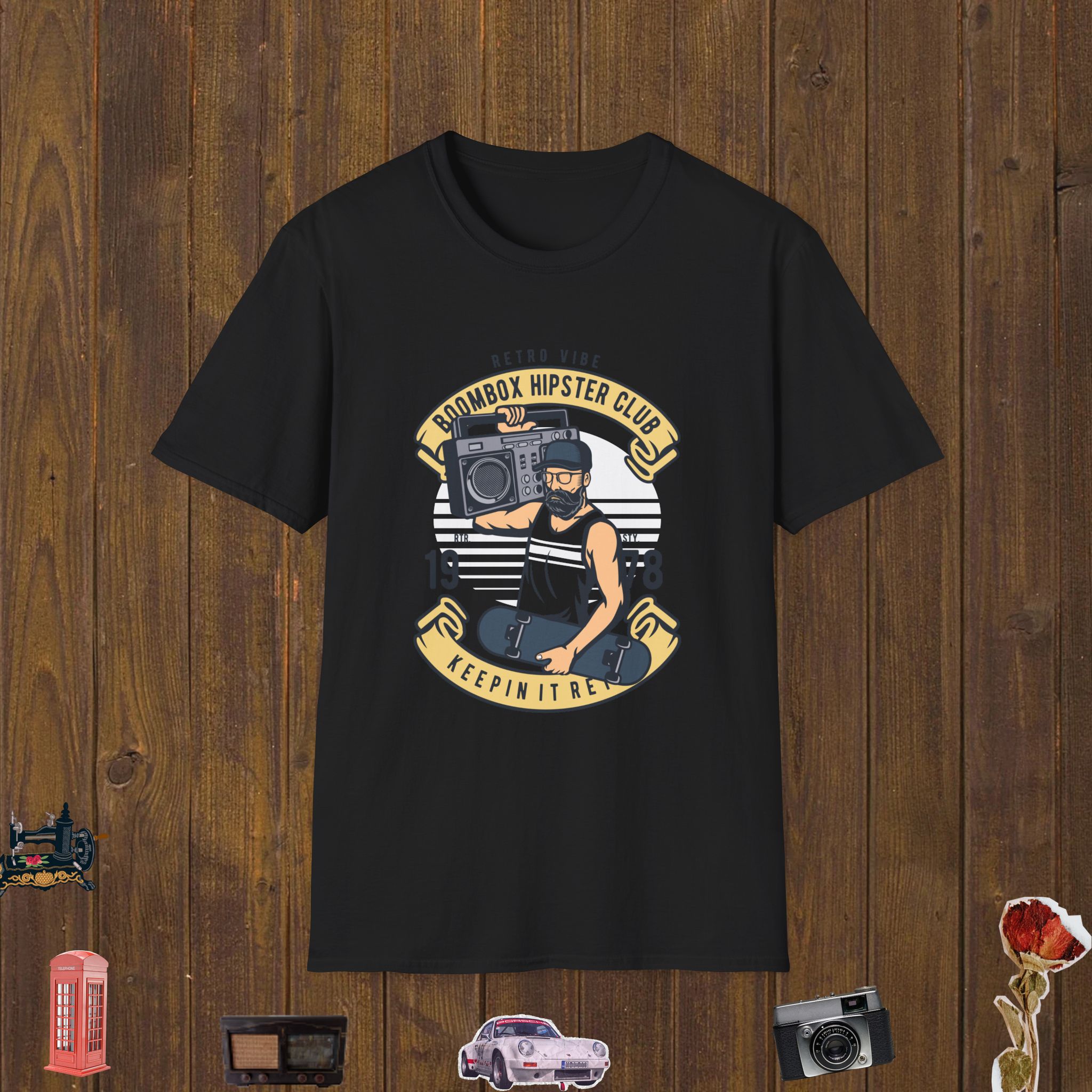 Boombox Hipster Style Unisex Softstyle T-Shirt