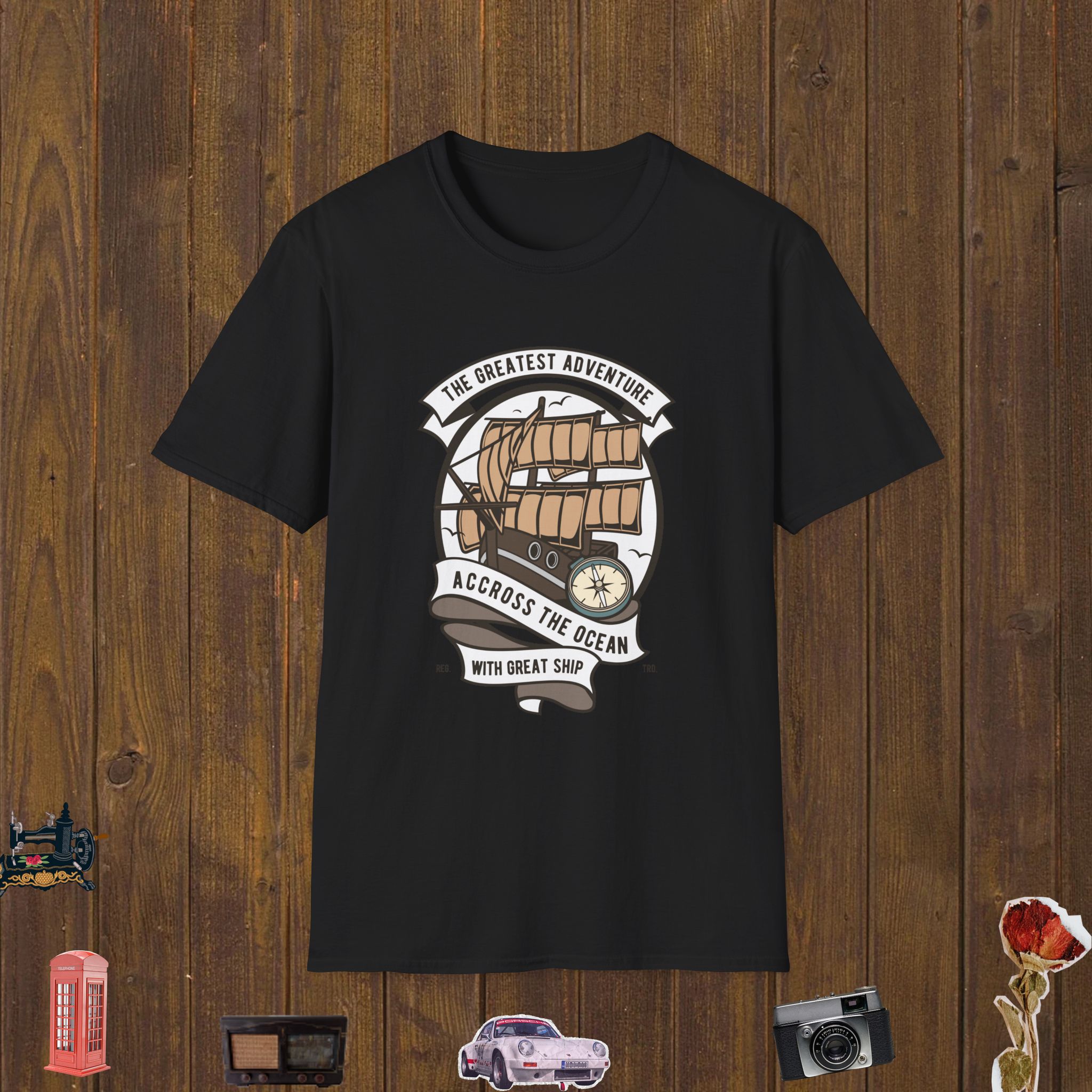 Sailing Ship Voyage Unisex Softstyle T-Shirt