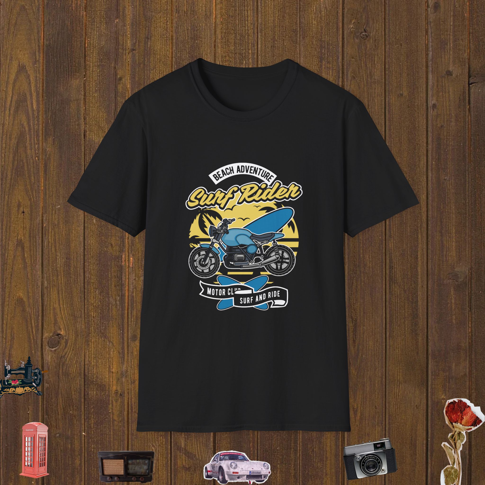 Surf Rider Motorcycle Unisex Softstyle T-Shirt
