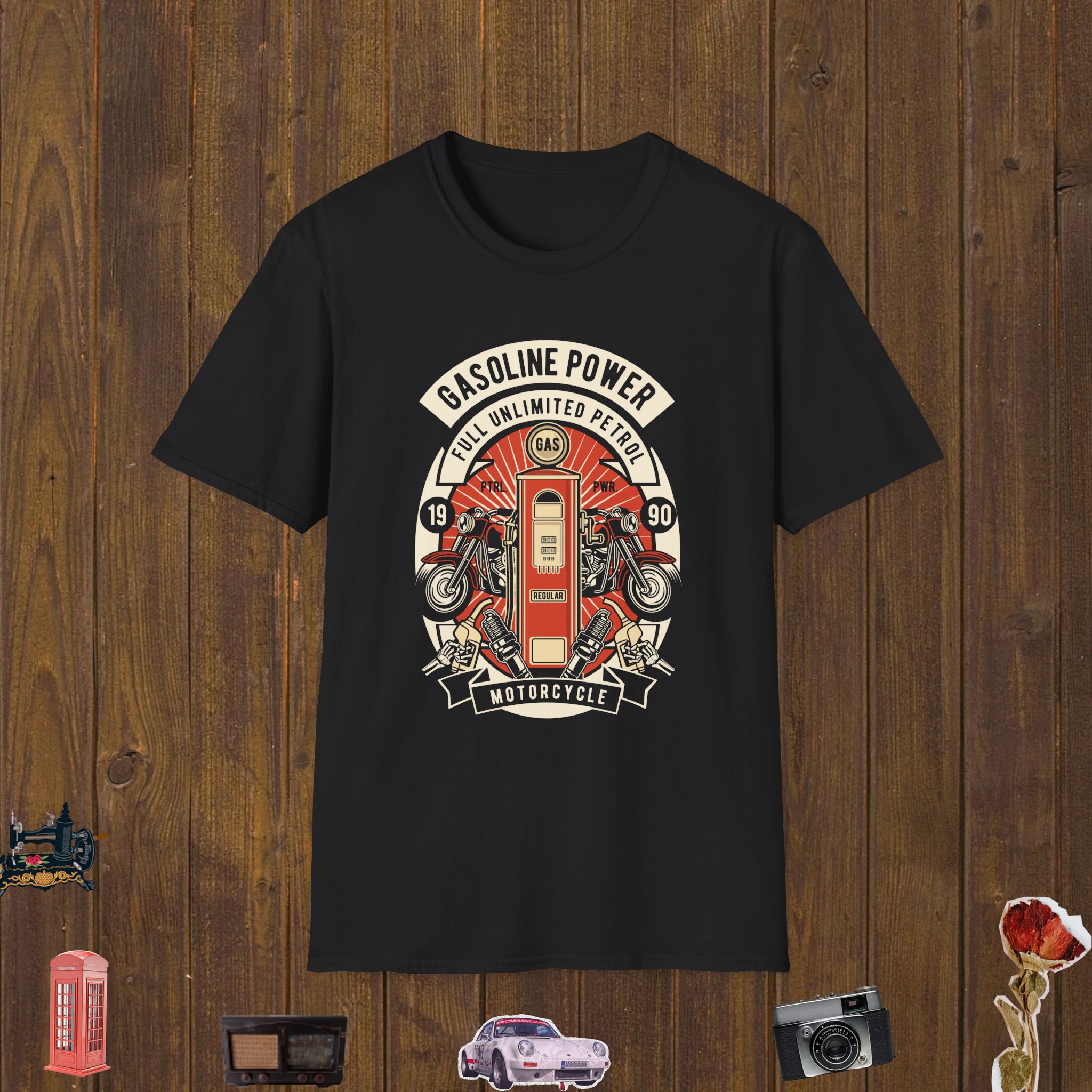 Gasoline Power Motorcycle Unisex Softstyle T-Shirt