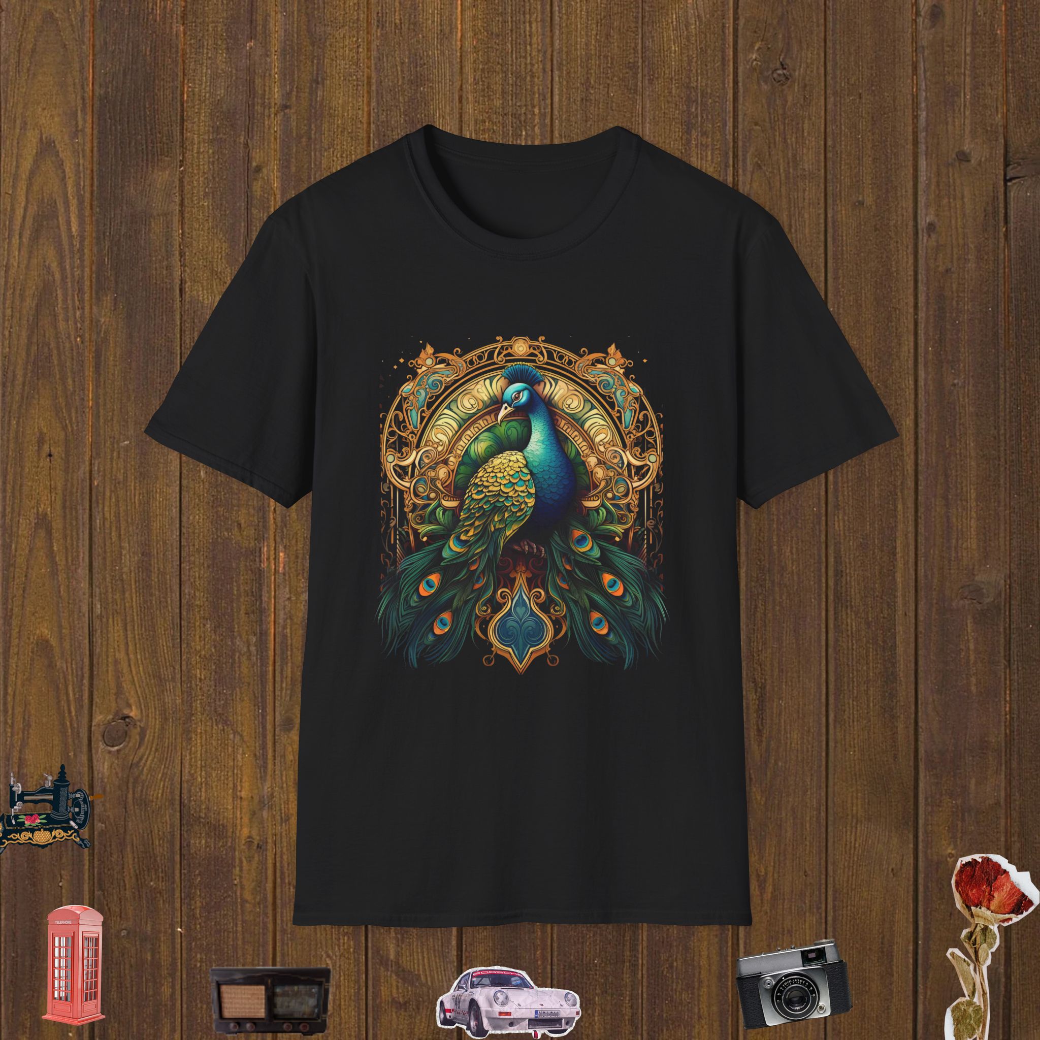Elegant Peacock Majesty Unisex Softstyle T-Shirt
