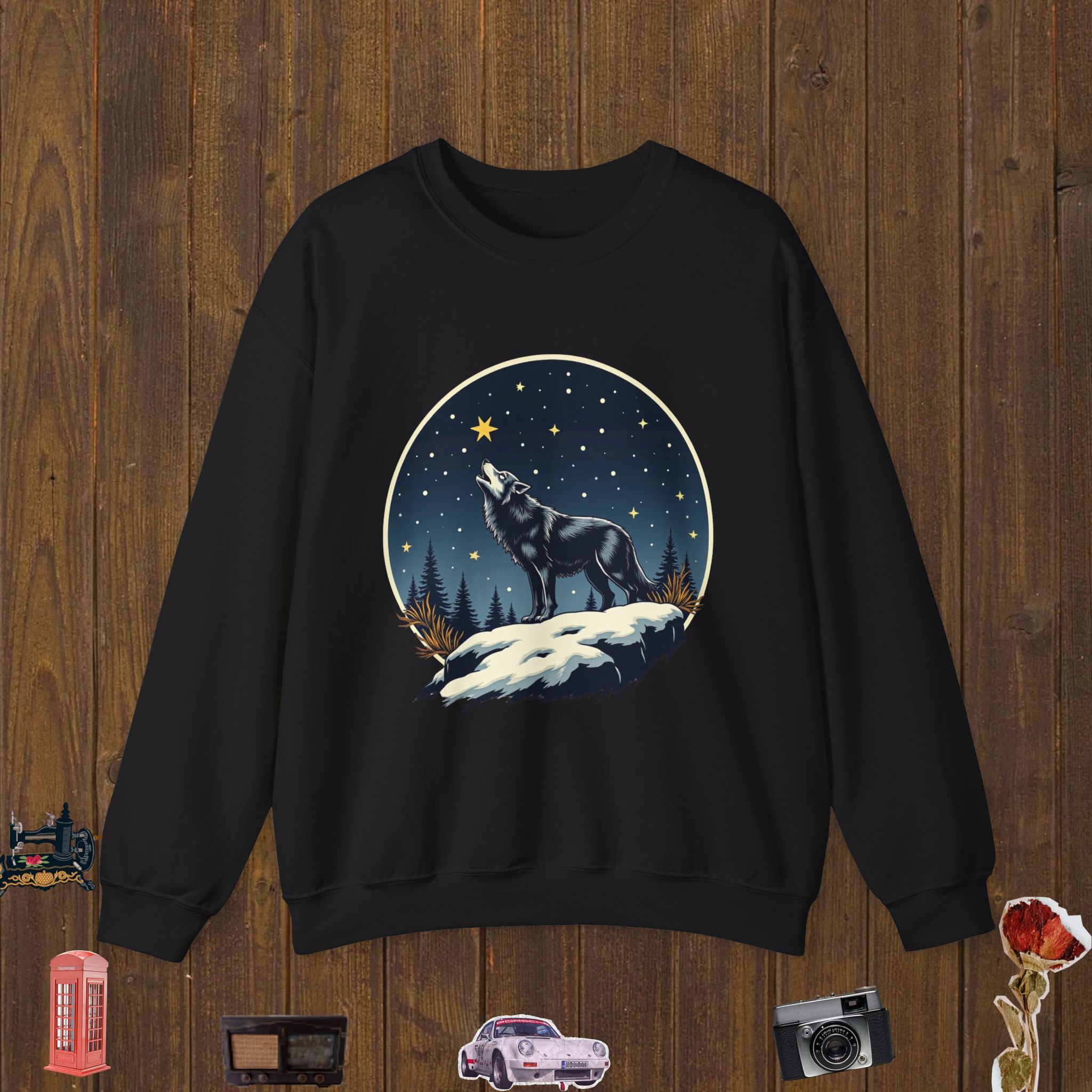 Midnight Howl Wolf Unisex Crewneck Sweatshirt