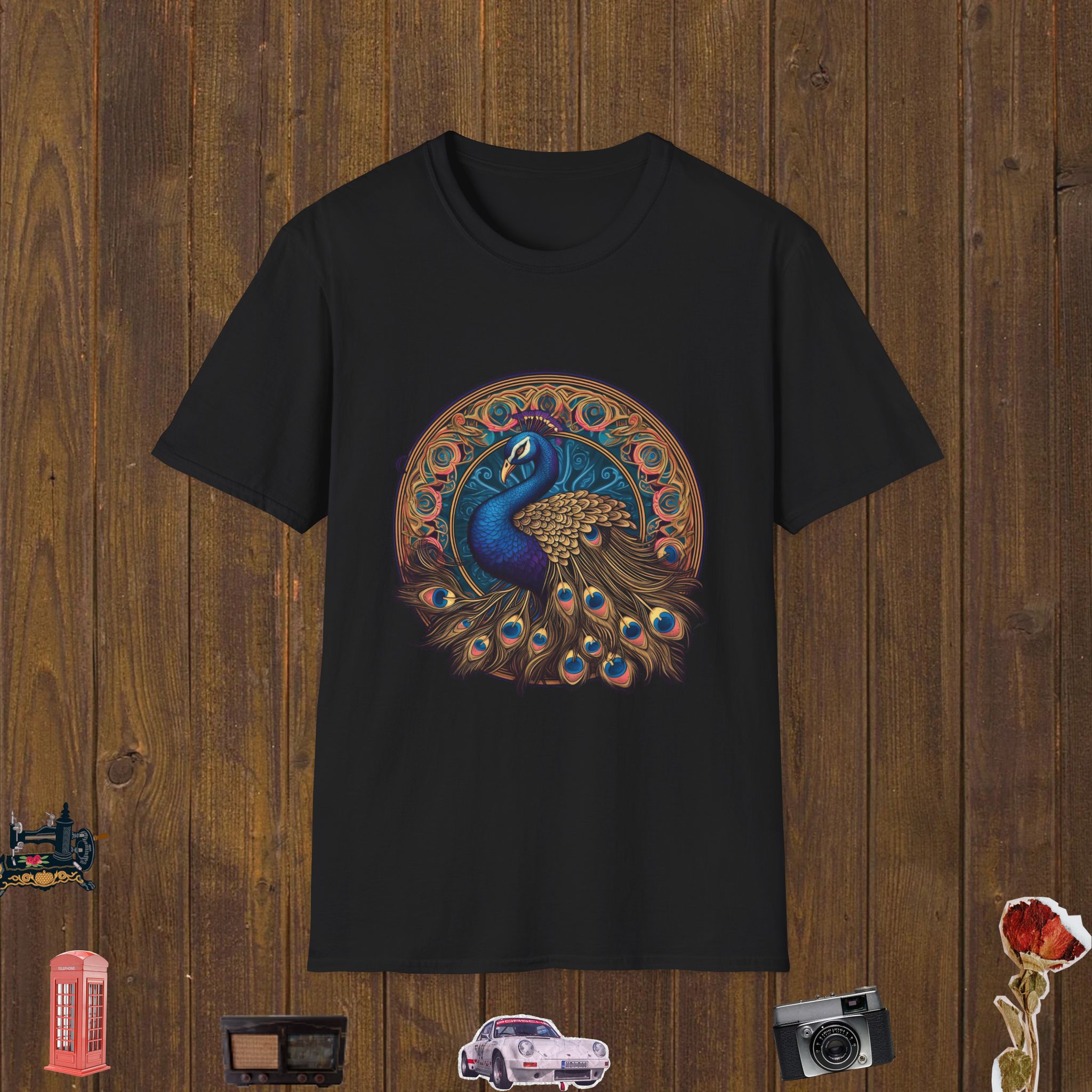 Golden Plumage Peacock Unisex Softstyle T-Shirt