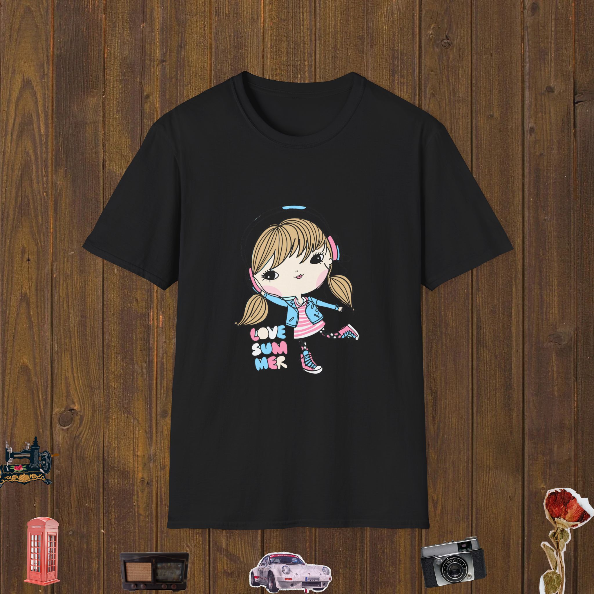 Cute Summer Girl Unisex Softstyle T-Shirt