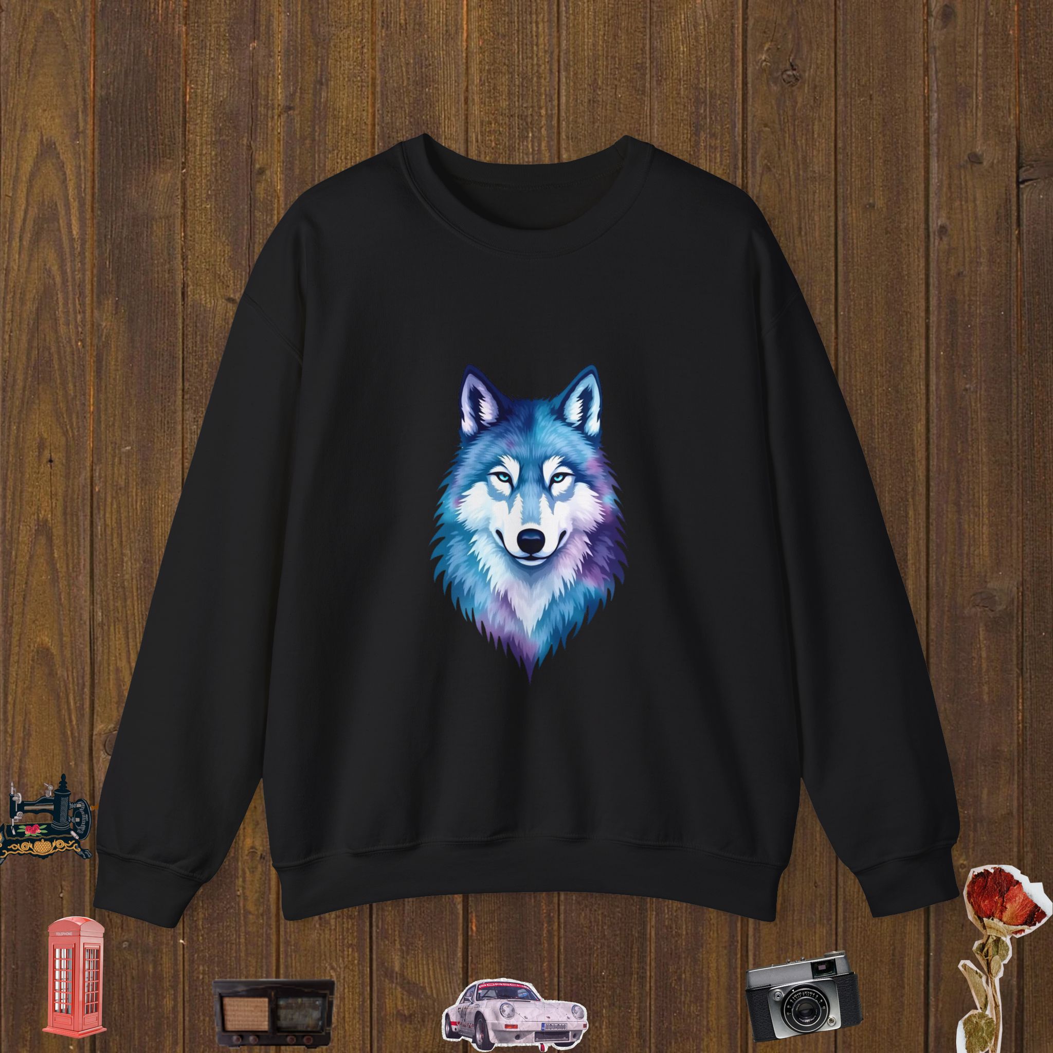 Vibrant Winter Wolf Unisex Crewneck Sweatshirt