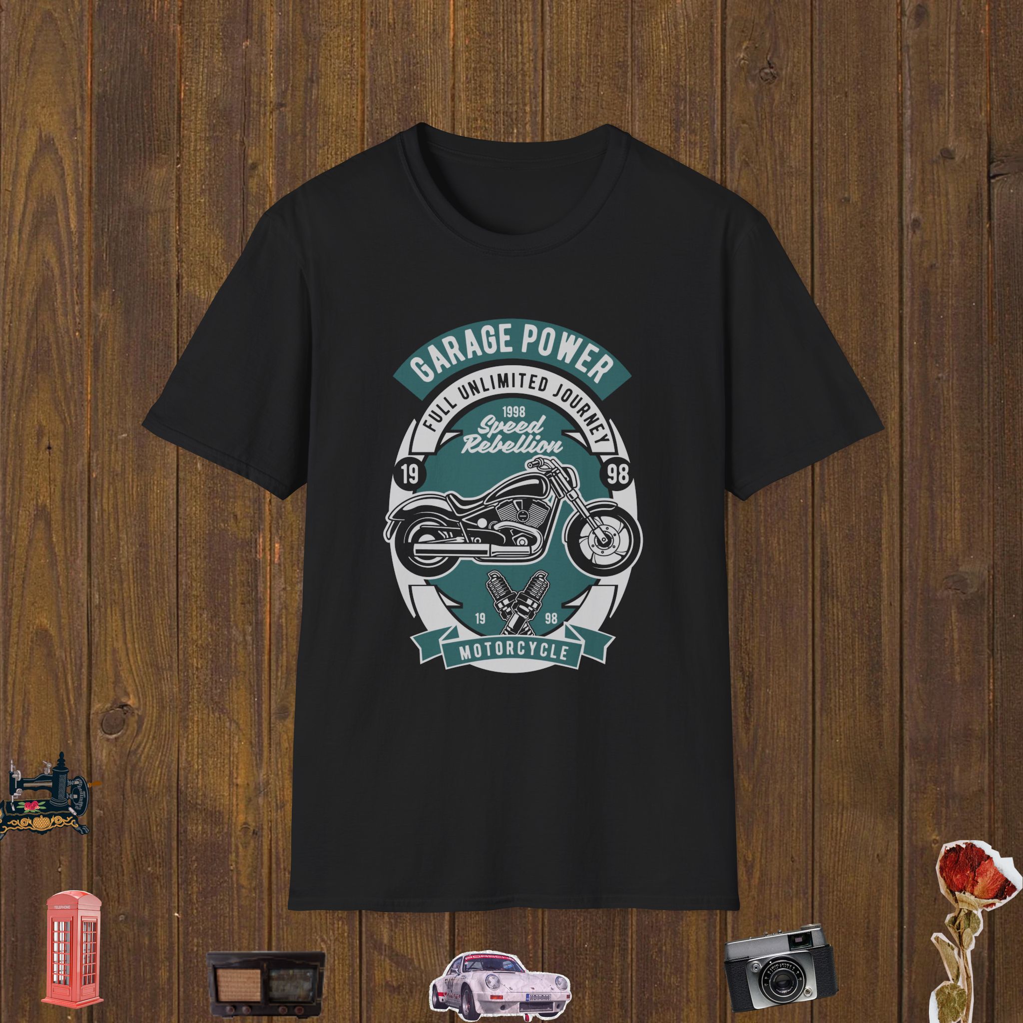 Garage Power Motorcycle Unisex Softstyle T-Shirt