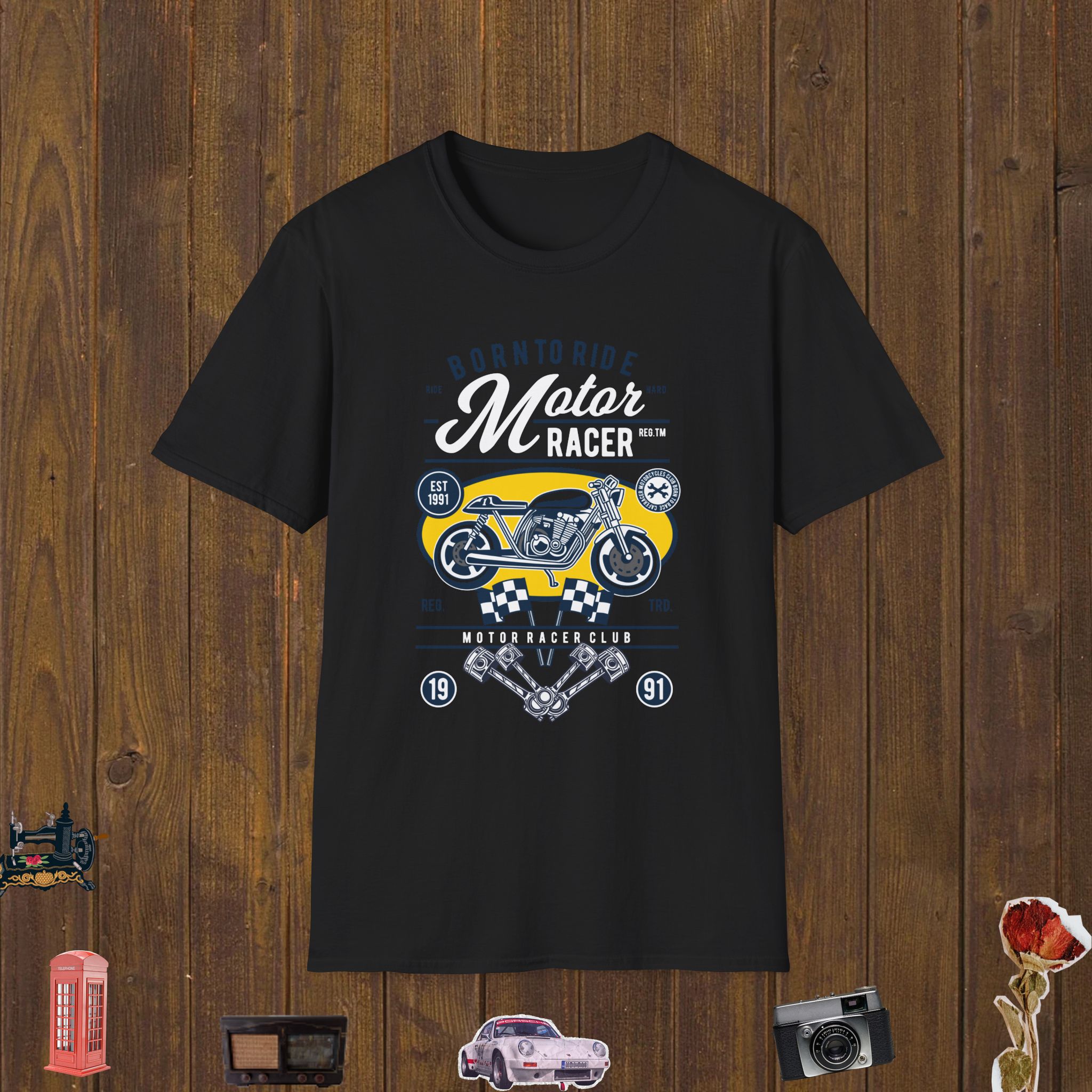 Vintage Motor Racer Unisex Softstyle T-Shirt