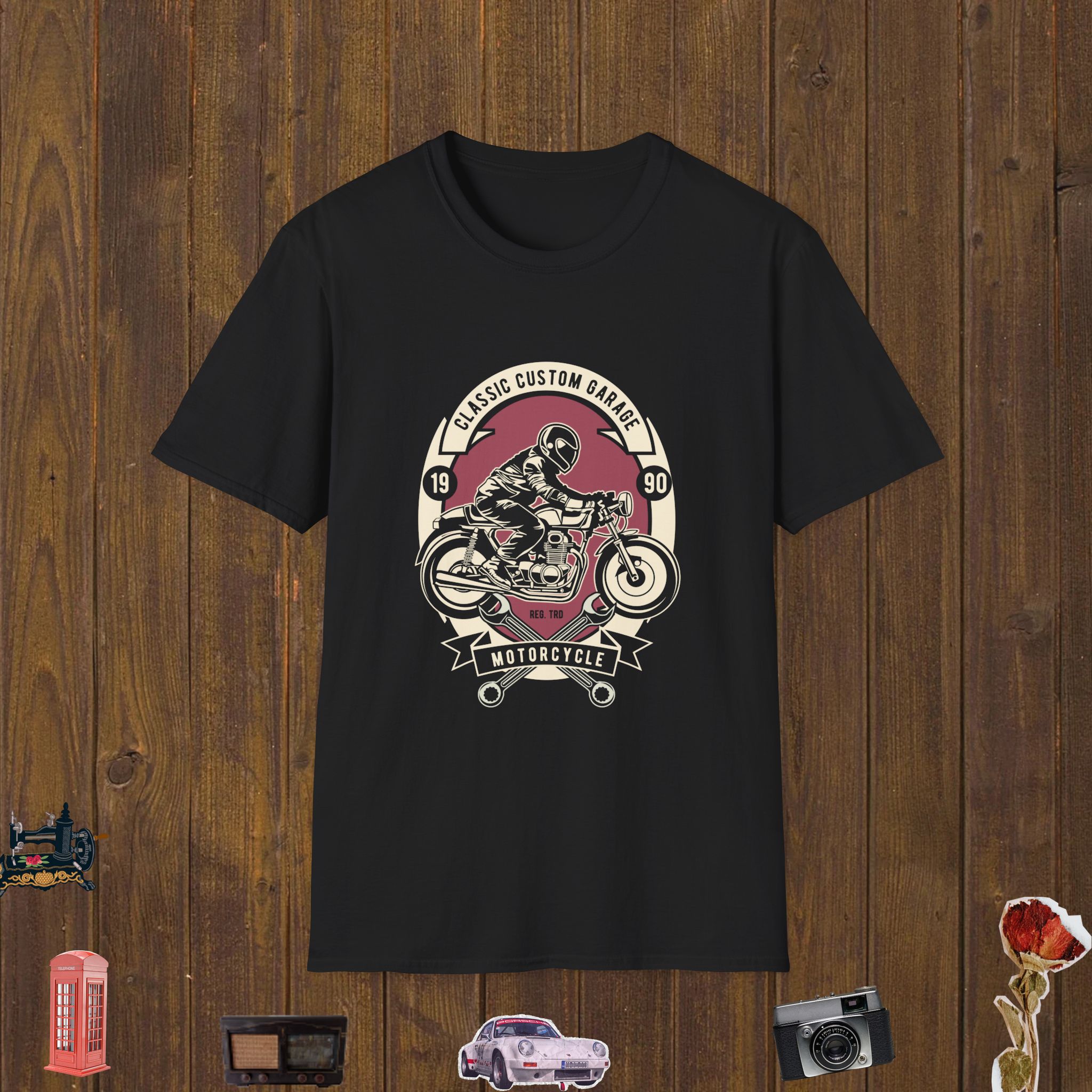 Vintage Motorcycle Rider Unisex Softstyle T-Shirt