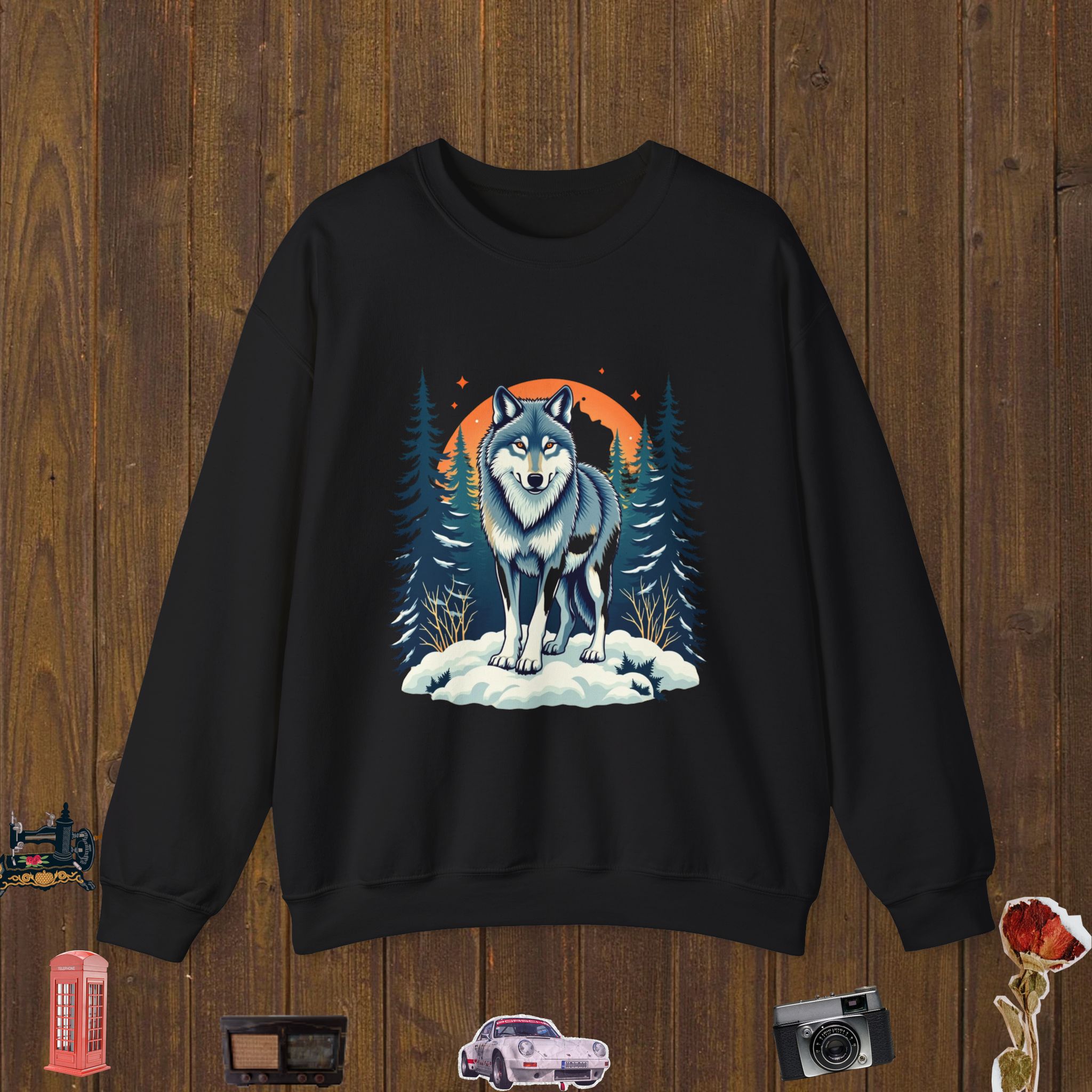 Winter Forest Wolf Unisex Crewneck Sweatshirt