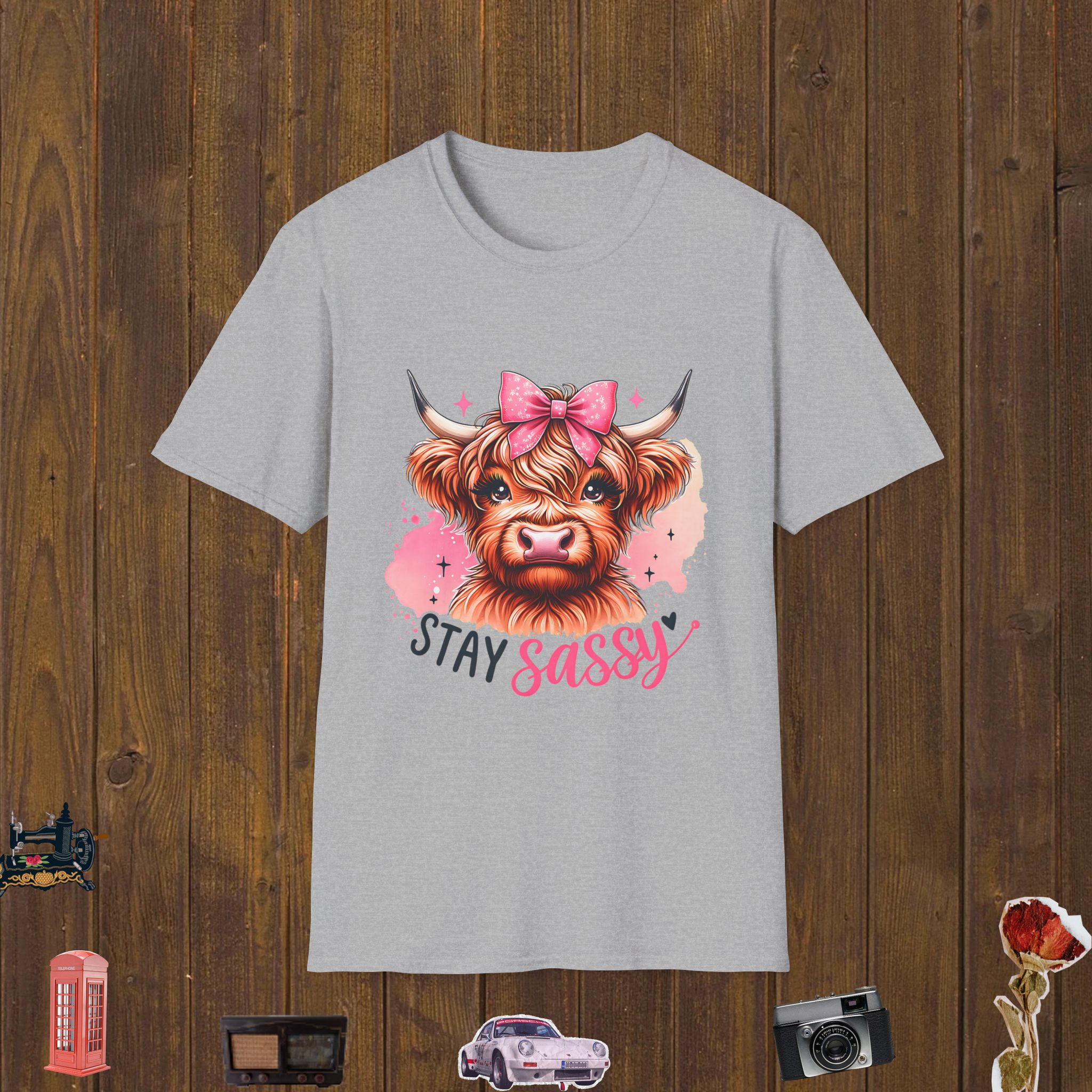 Sassy Highland Cow Unisex Softstyle T-Shirt