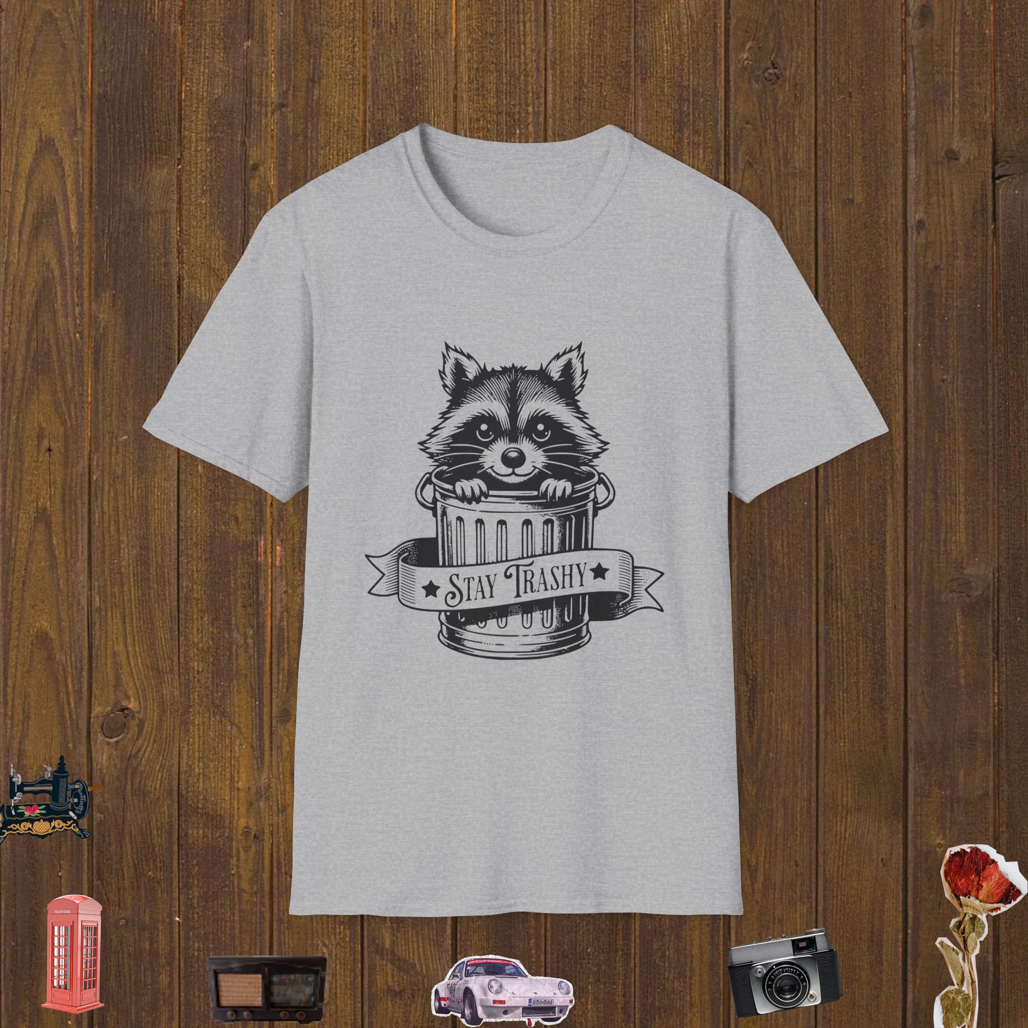 Angry Raccoon Face Unisex Softstyle T-Shirt