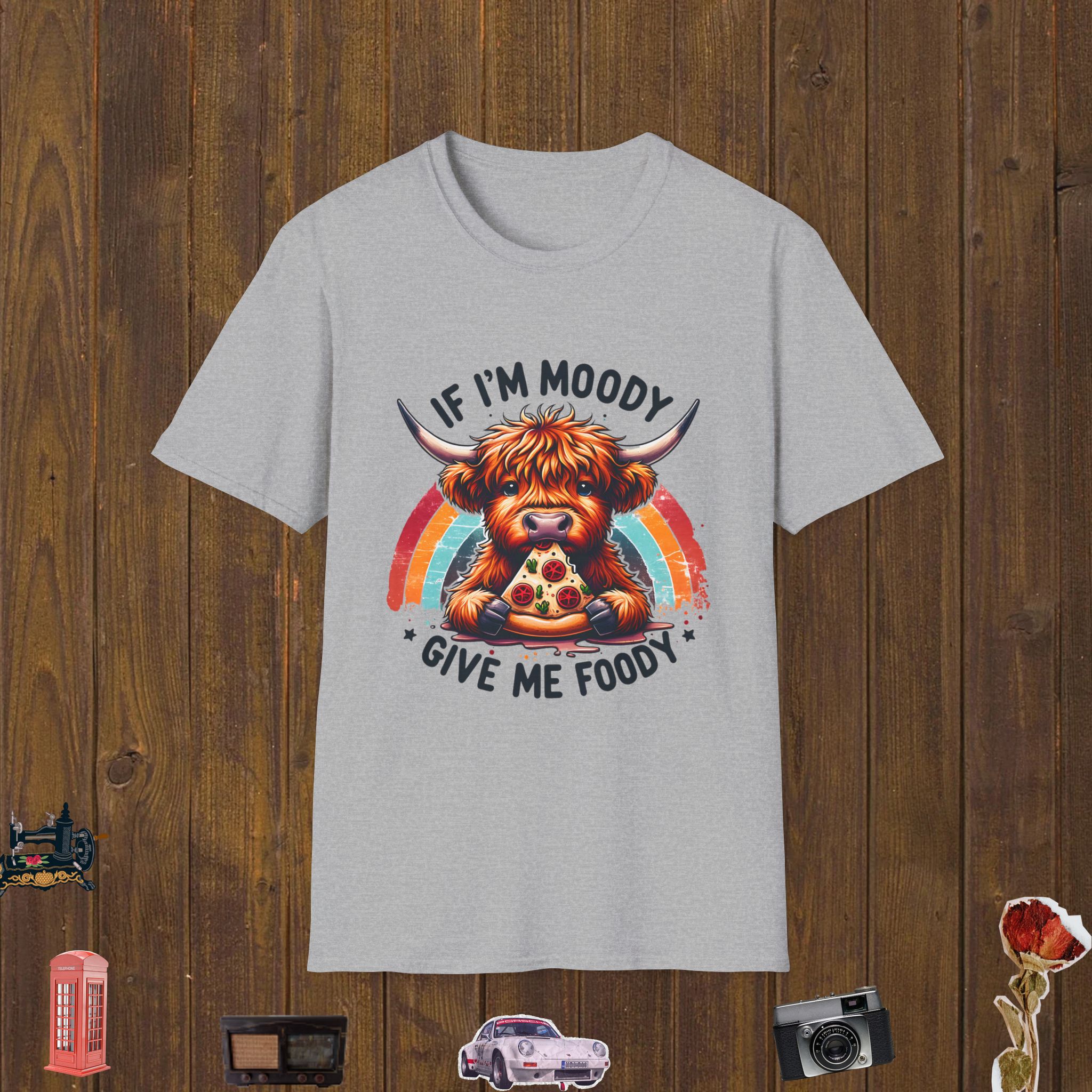 Moody Highland Cow Unisex Softstyle T-Shirt