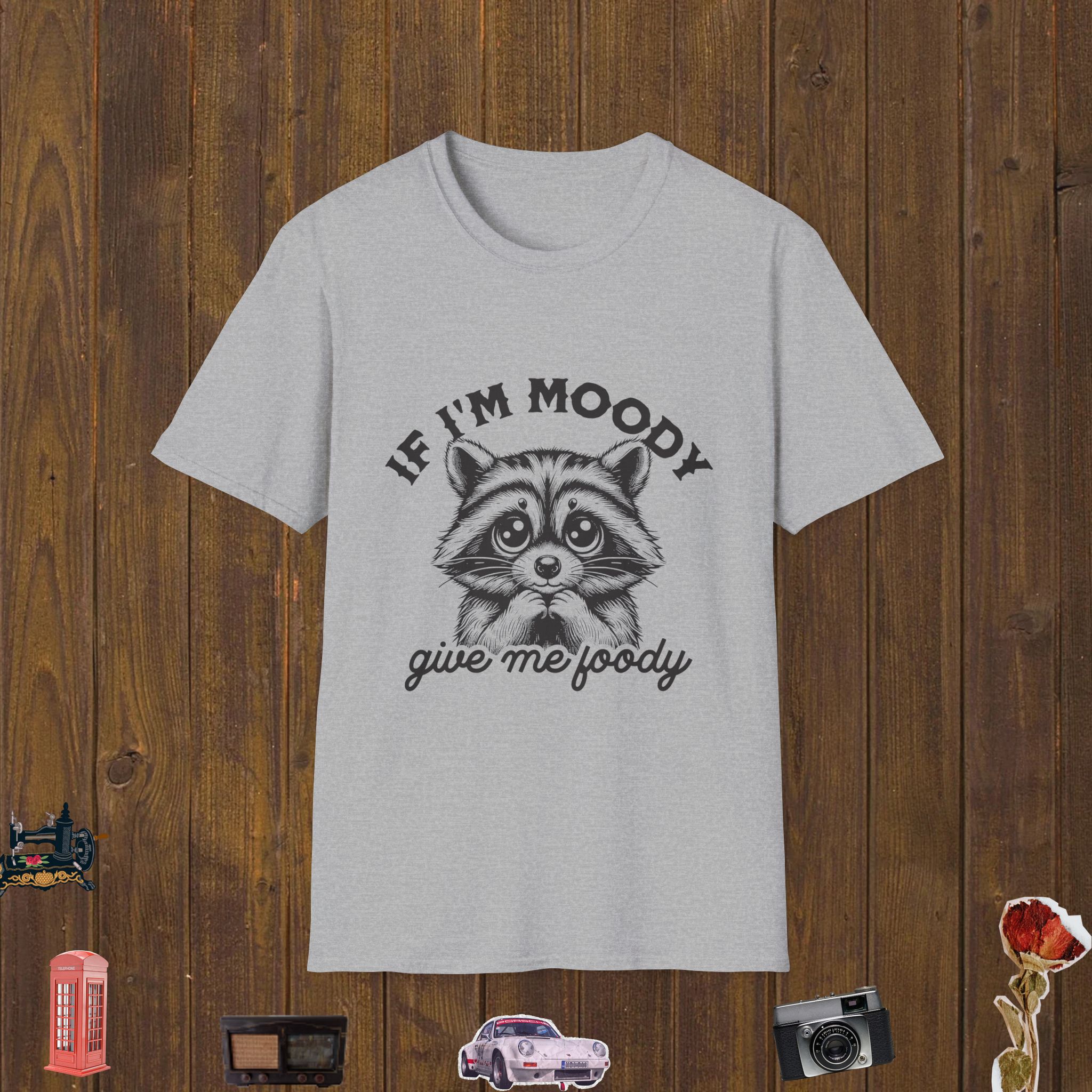Moody Raccoon Foody Unisex Softstyle T-Shirt